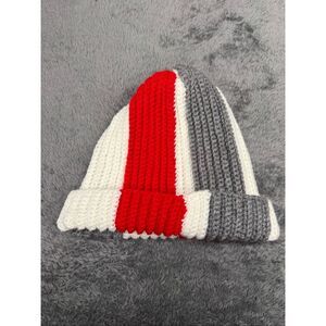 Red and grey crochet winter beanie!  #winteraccessories
